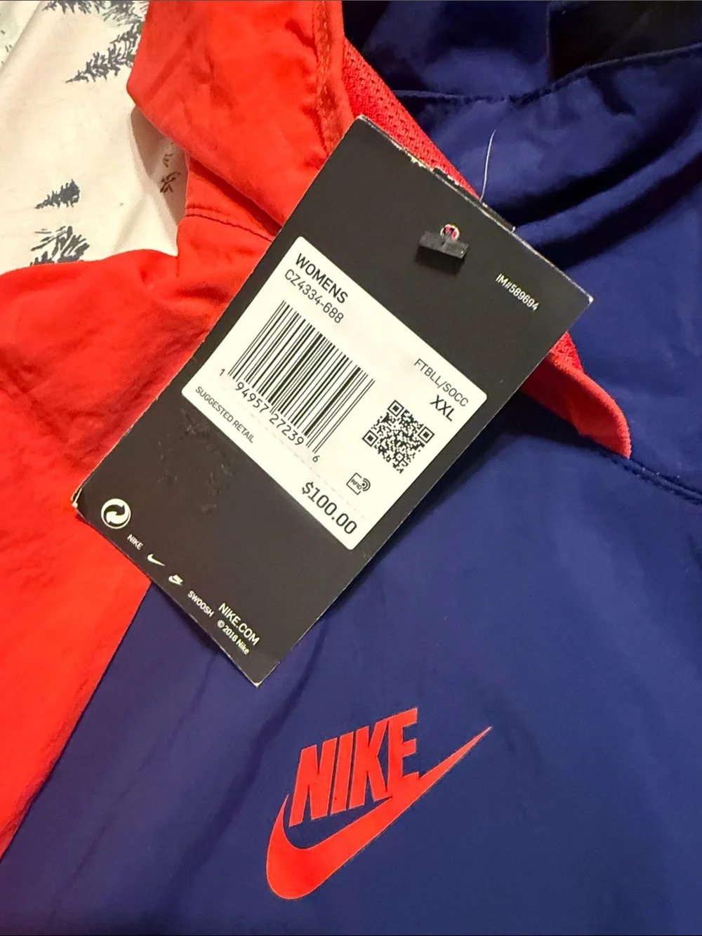Nike USWNT Jacket NEW XXL Women’s Red & Navy USA Hooded Windbreaker